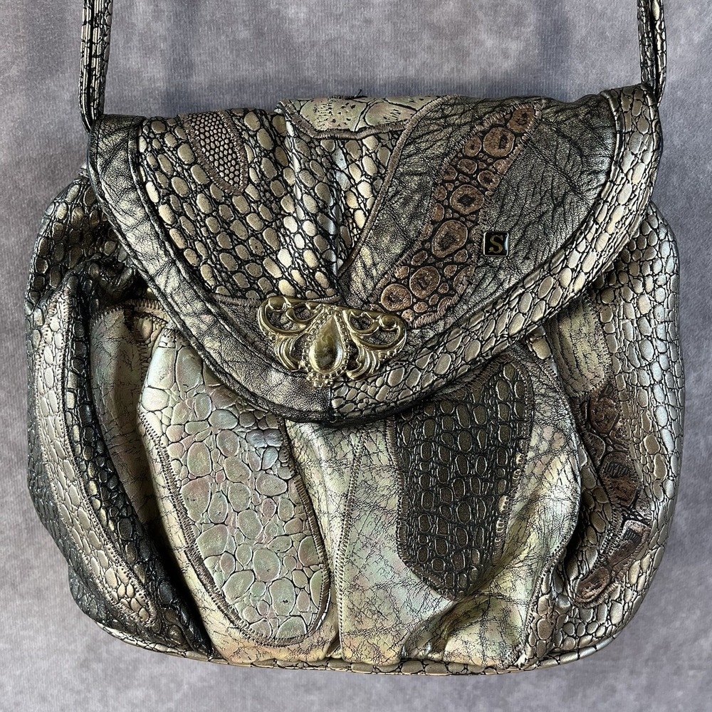 Nas Crossbody Bag Alentino Small Gold Metallic Faux Leather Butterfly Flap Purse